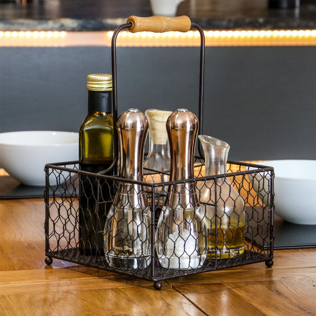 4 Bottle Holder with Wooden Handle | M&W	
