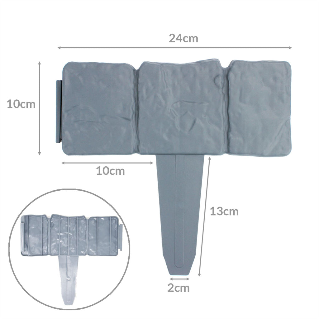 Stone Effect Lawn Edging Grey 5M - Pack of 20 | Pukkr	