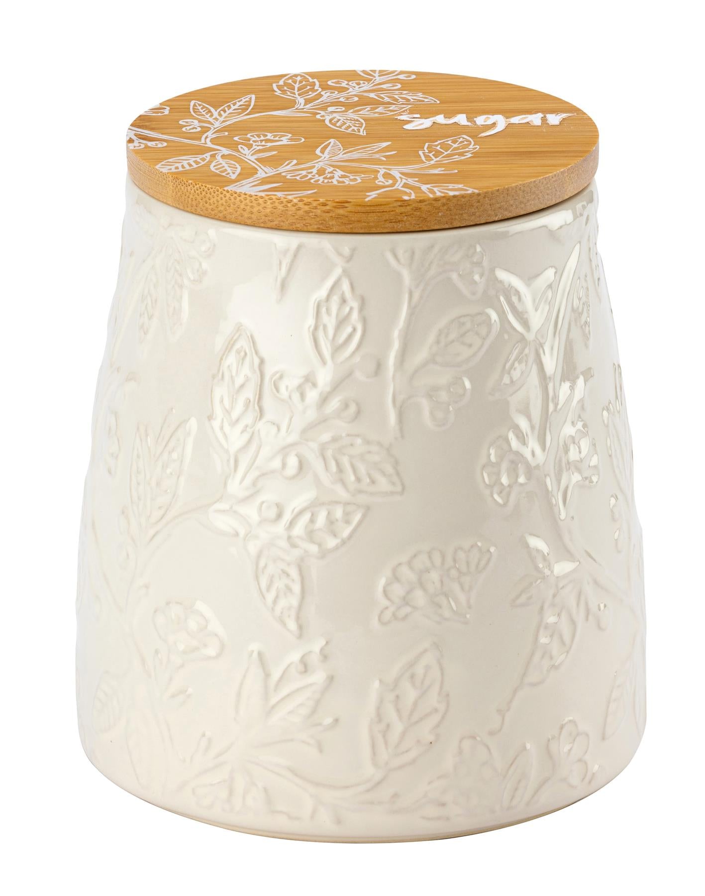 Fieldview Farm Embossed Sugar Canister - Bamboo Lid