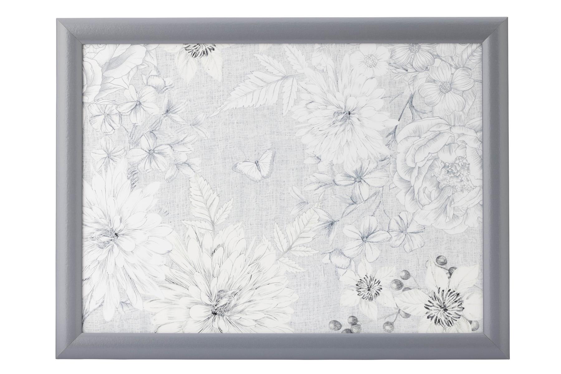 Classic Floral & Butterfly Grey Lap Tray