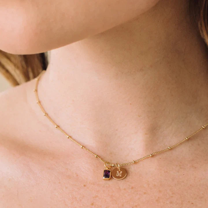 Savae Birthstone Initial Pendant