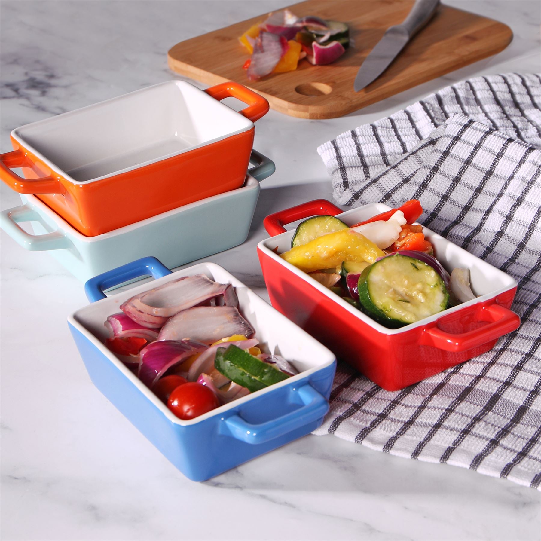 Mini Ceramic Oven Dishes - Set of 4 Rectangle | M&W	