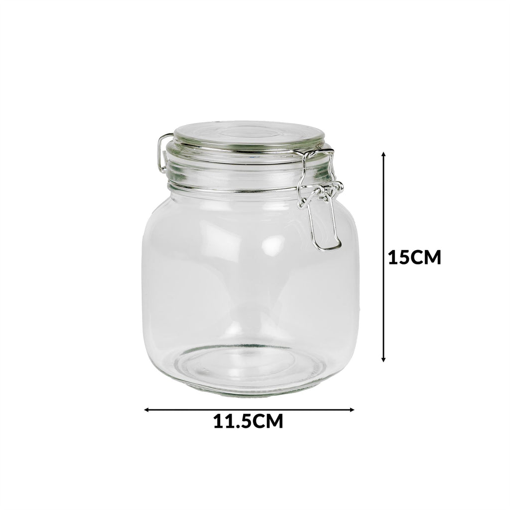 1L Glass Storage Jars with Clip Top Lid - Set of 6 | M&W	