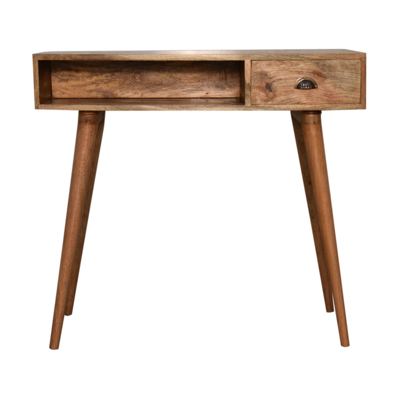 Artisan Solid Wood Writing Desk with Open Slot and Cable Access