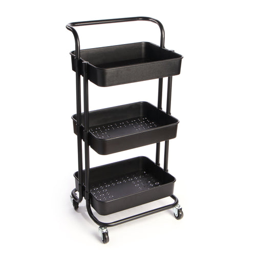 3 Tier Storage Trolley Black | M&W	