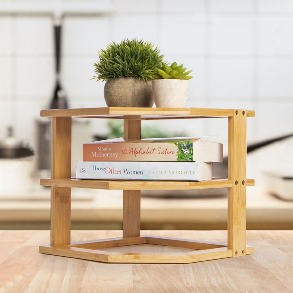 Bamboo 3 Tier Corner Shelf | M&W	
