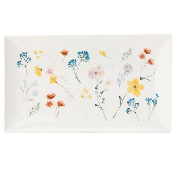 Pressed Flowers Rectangle Platter