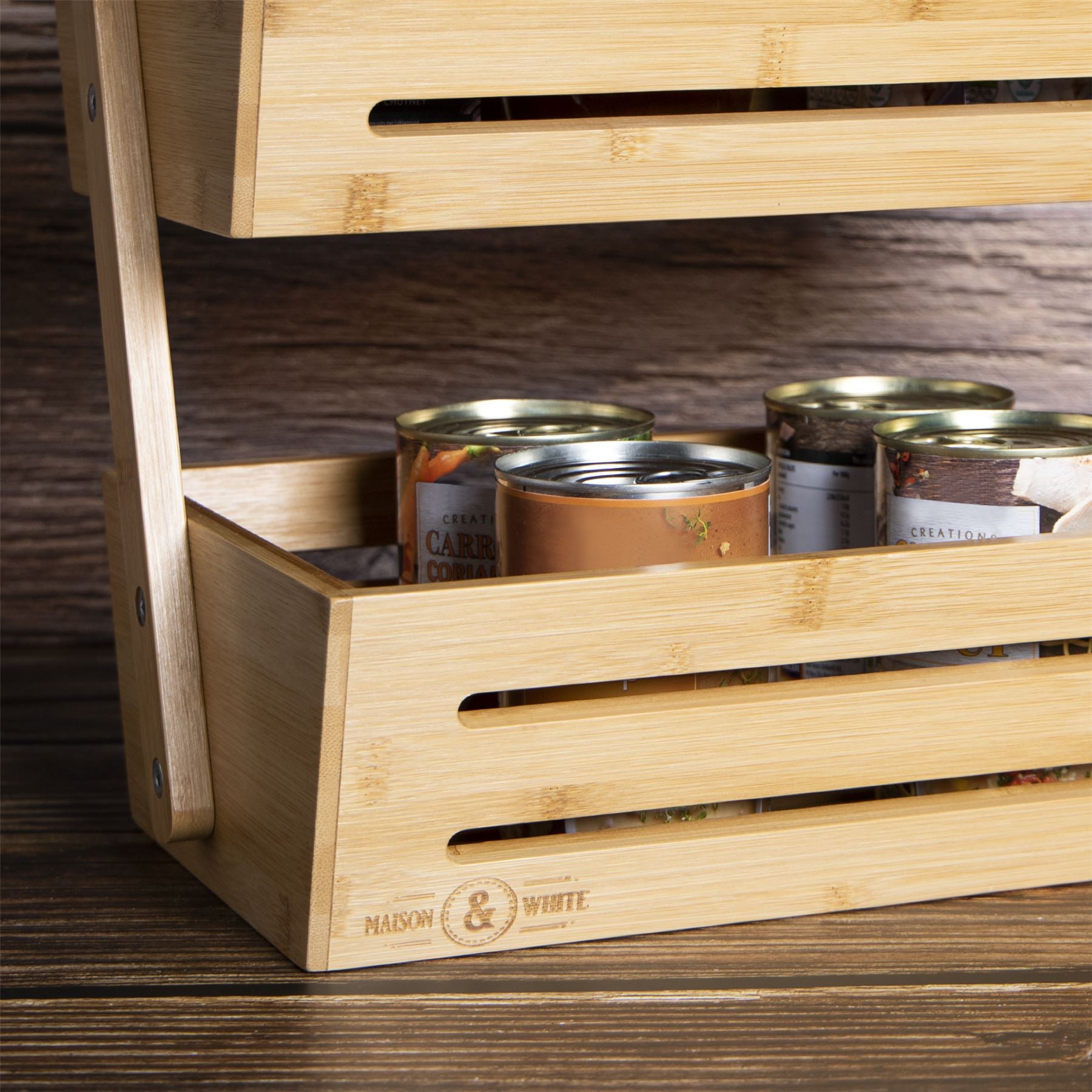 Bamboo Storage Basket 2 Tier | M&W	