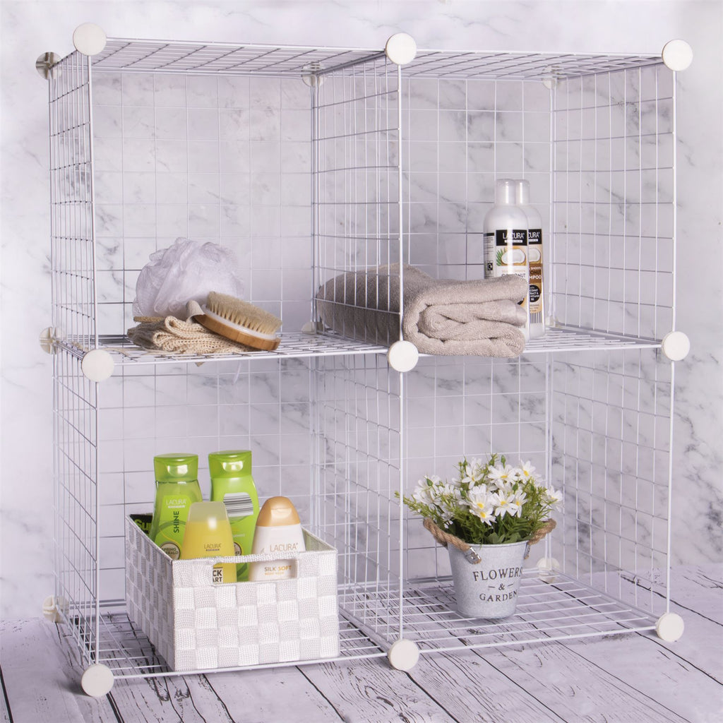 4 Cube Wire Storage Shelves White | Pukkr	