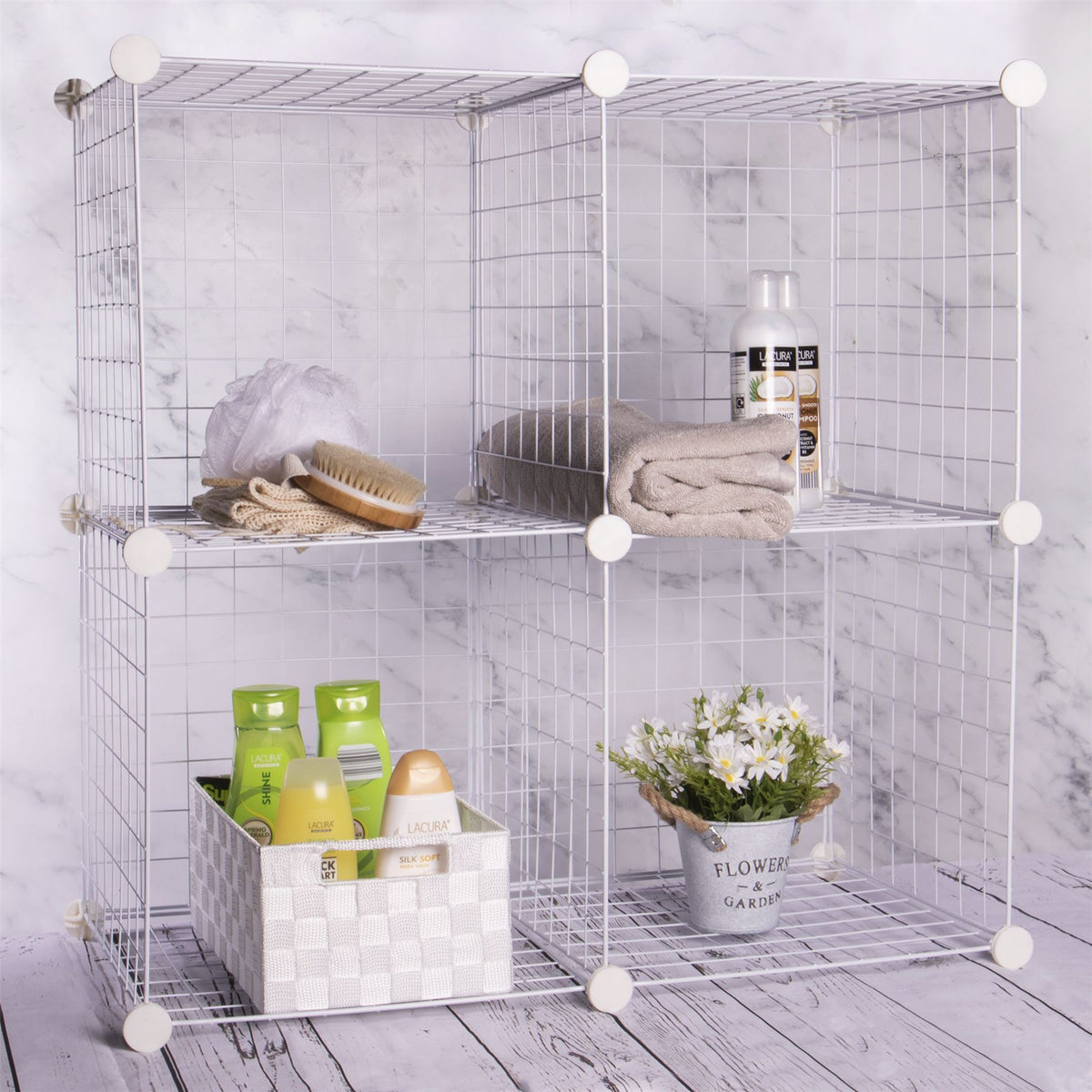 4 Cube Wire Storage Shelves White | Pukkr	