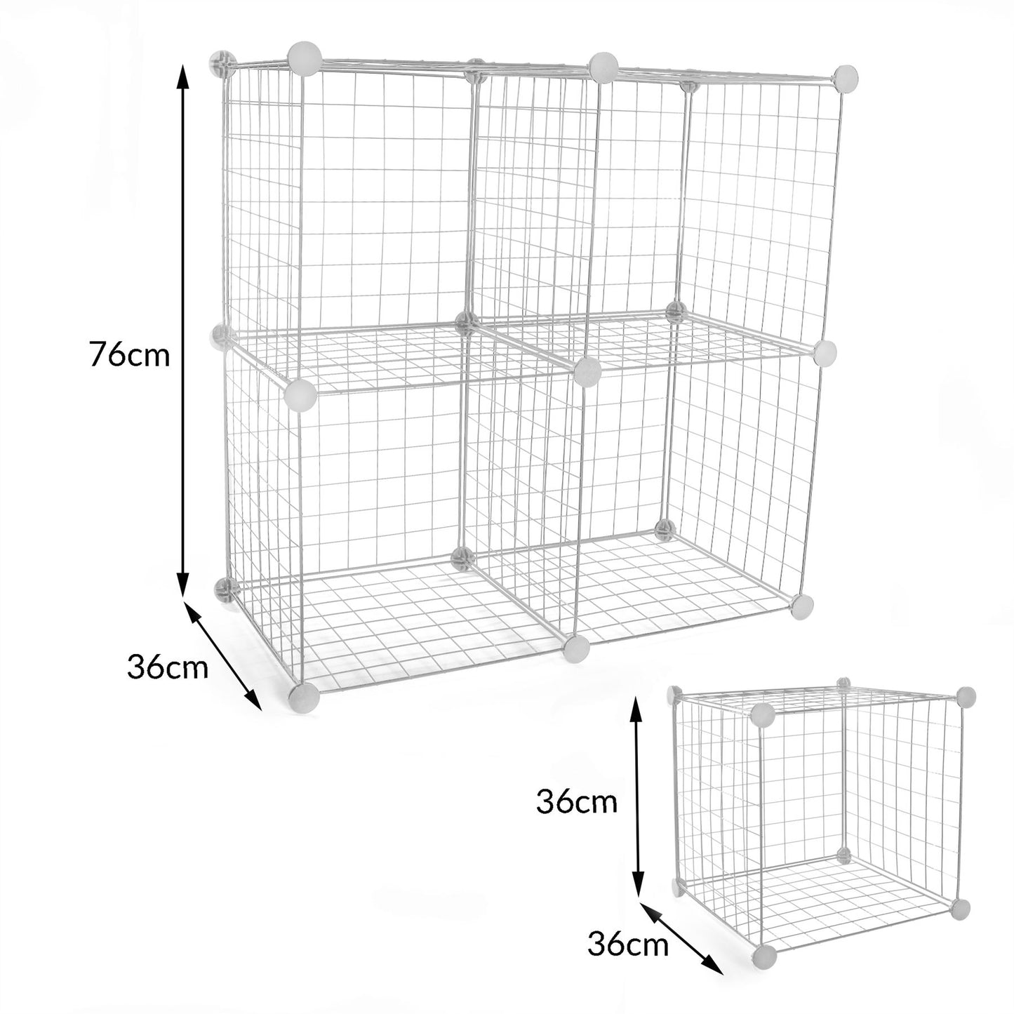 4 Cube Wire Storage Shelves White | Pukkr	