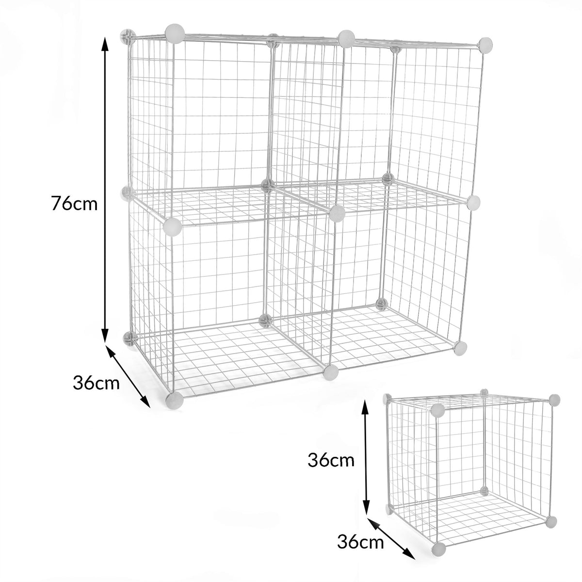 4 Cube Wire Storage Shelves White | Pukkr	