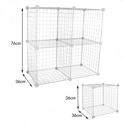 4 Cube Wire Storage Shelves White | Pukkr	