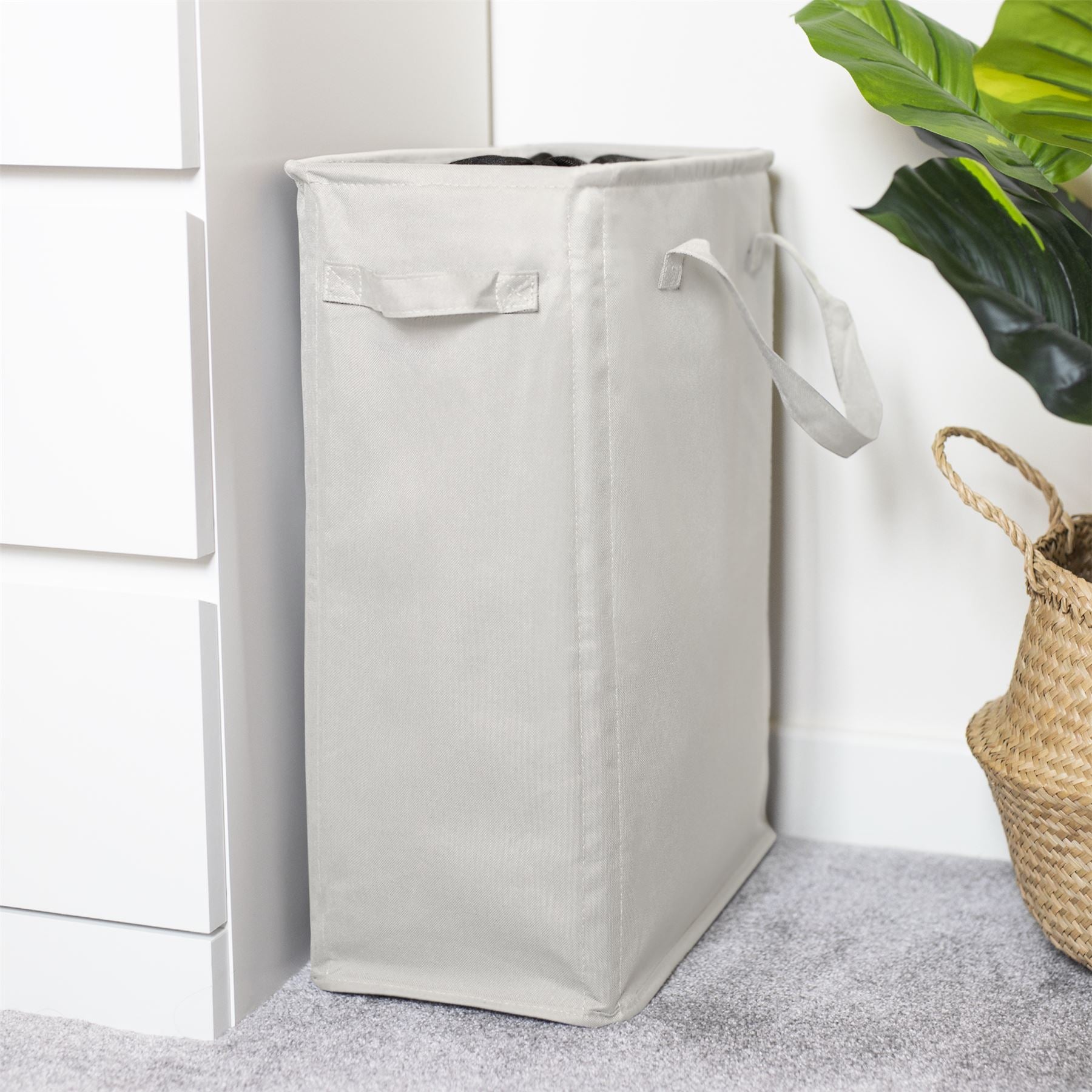 45L Slim Laundry Basket with Handles White | M&W	