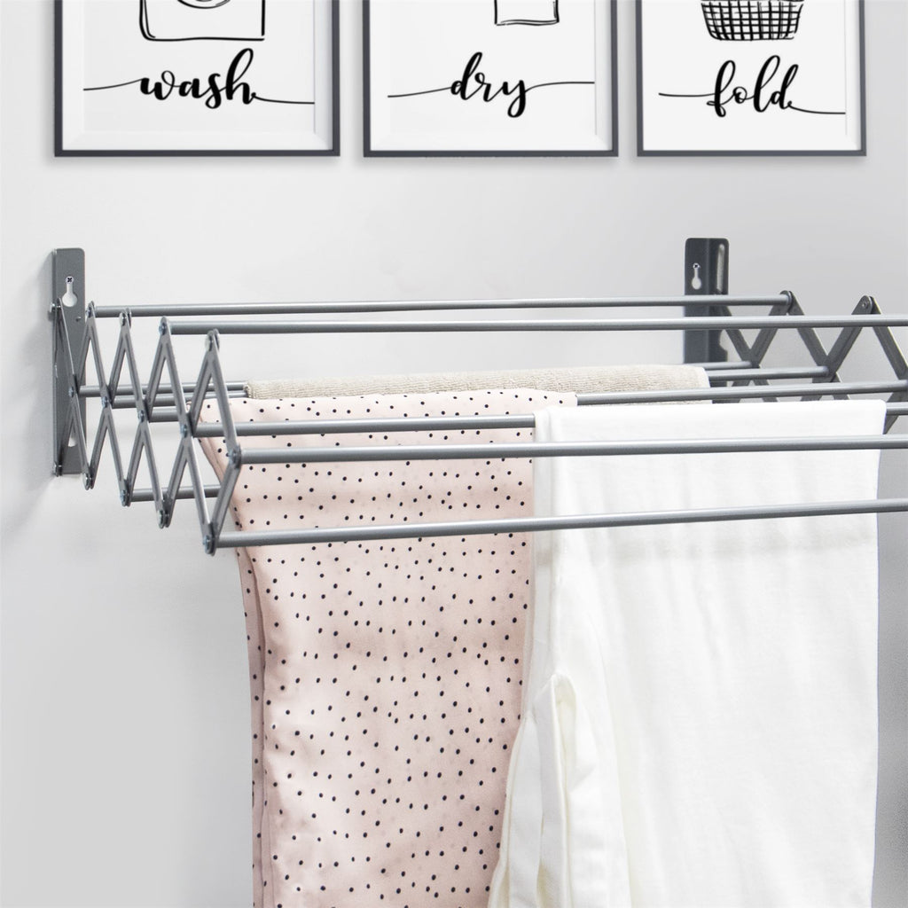 Wall Mounted Extendable Clothes Airer Grey | Pukkr	