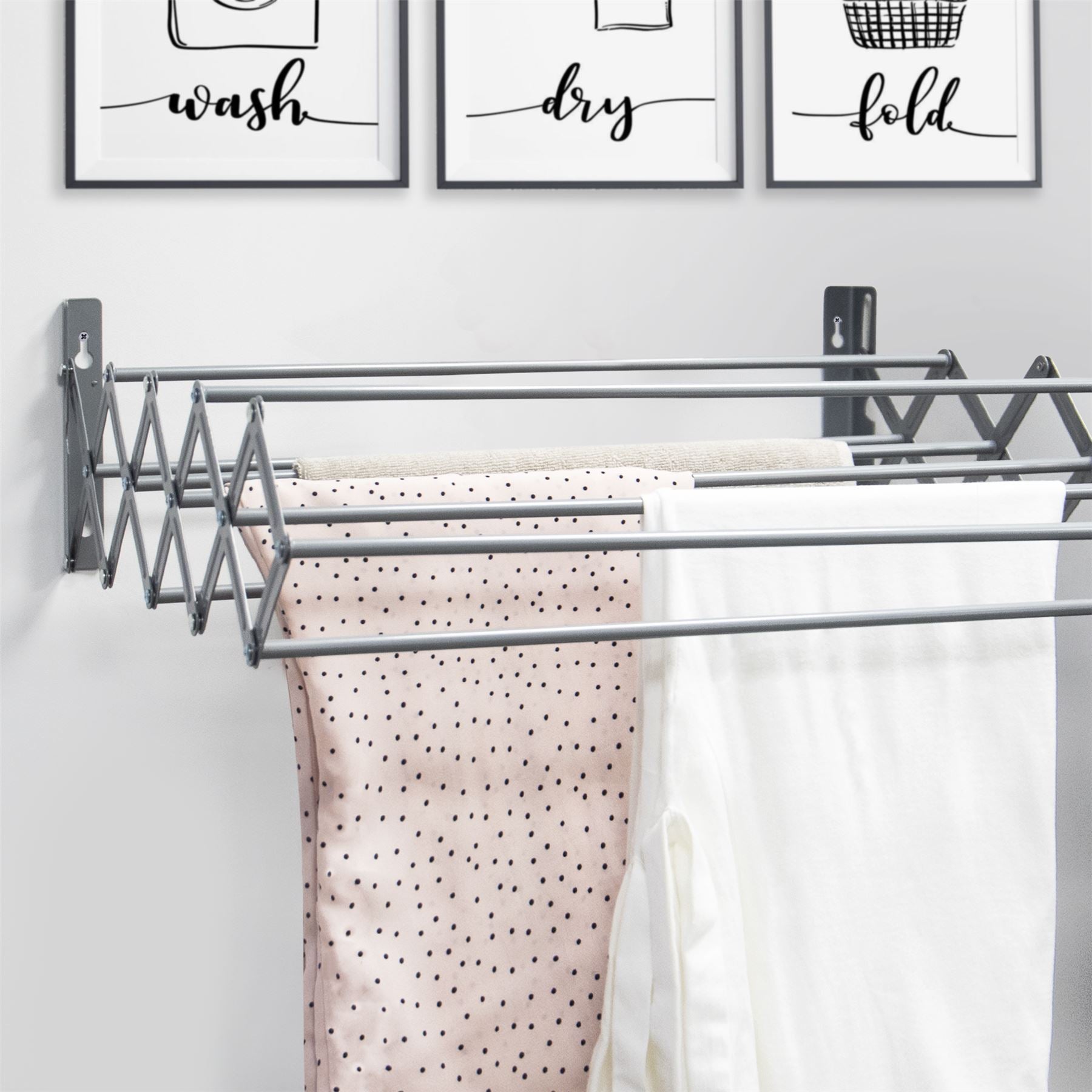 Wall Mounted Extendable Clothes Airer Grey | Pukkr	