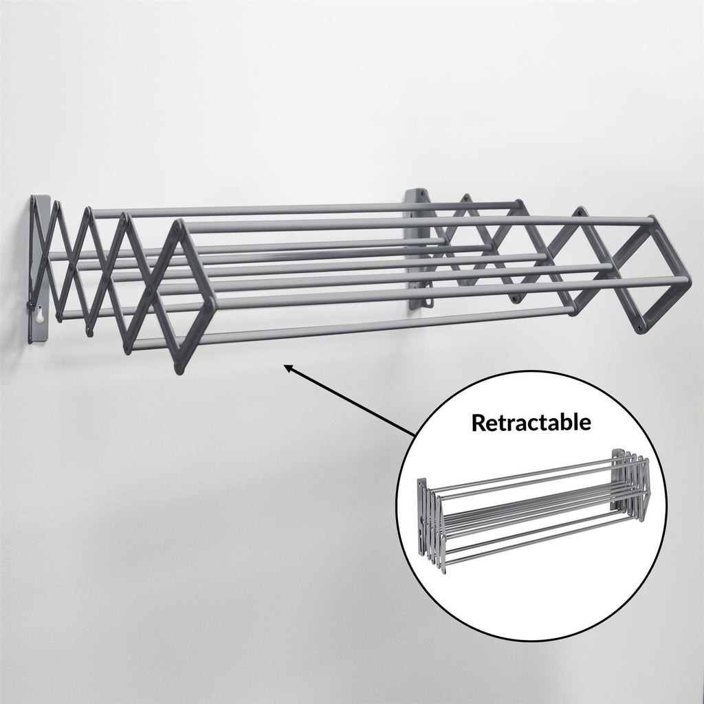 Wall Mounted Extendable Clothes Airer Grey | Pukkr	
