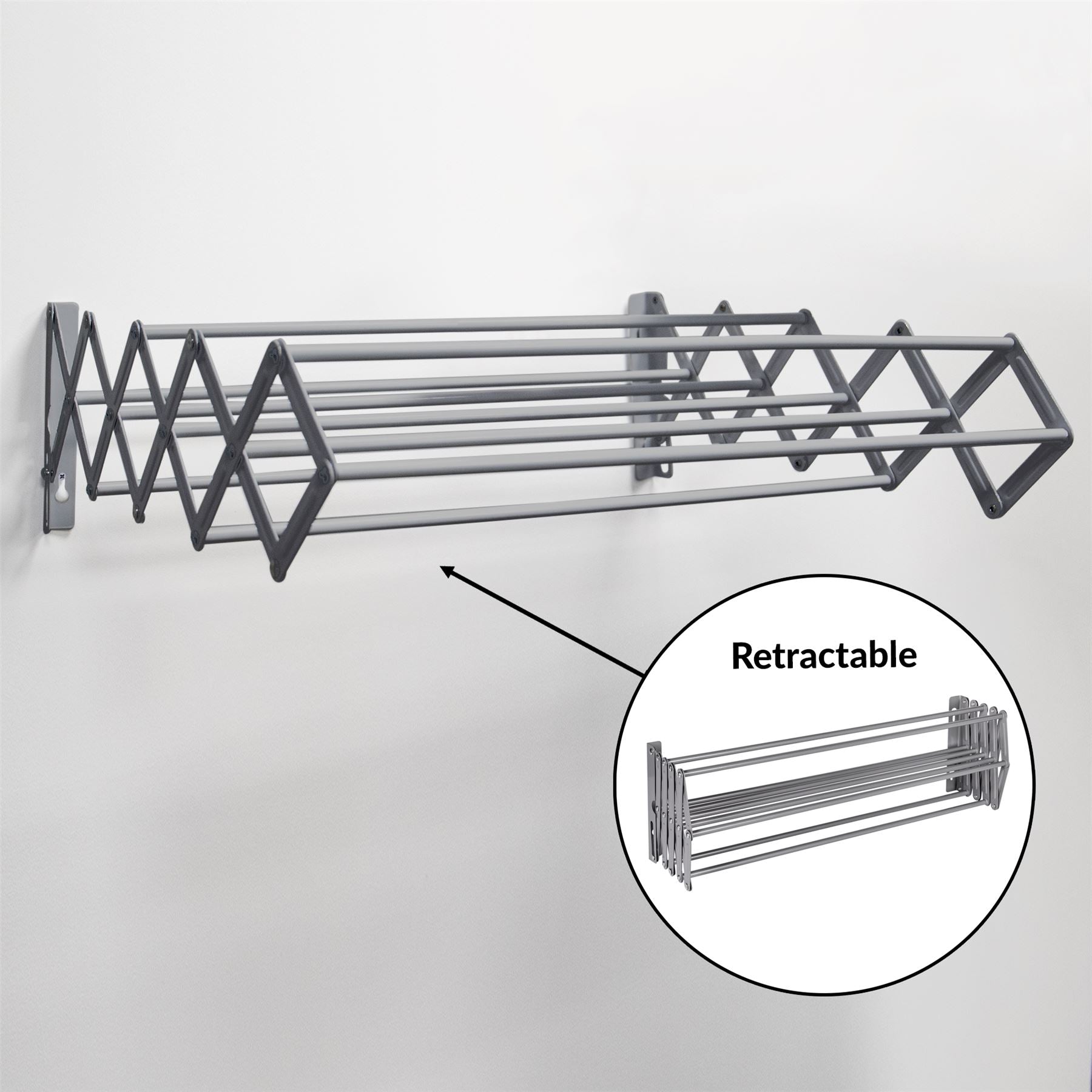 Wall Mounted Extendable Clothes Airer Grey | Pukkr	