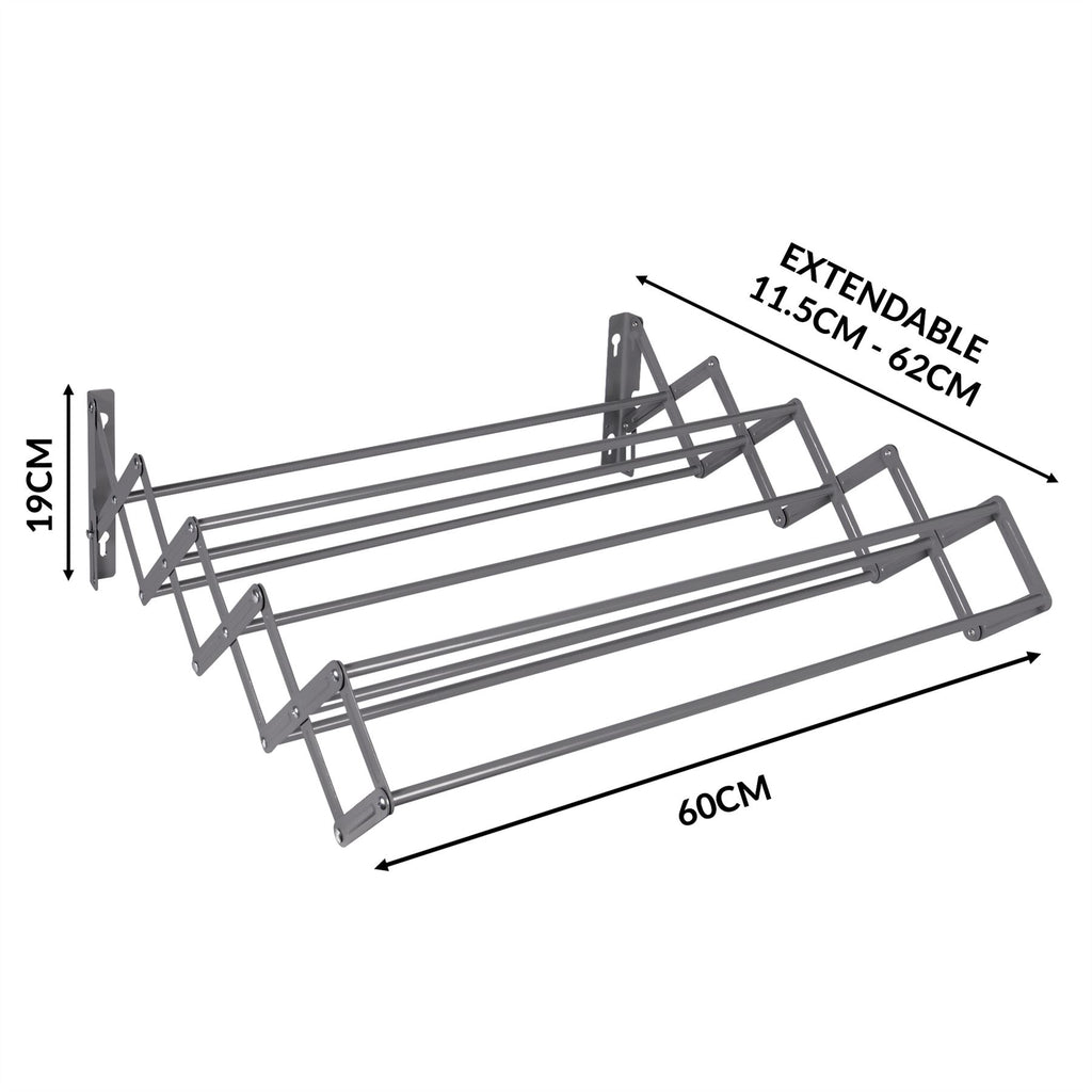 Wall Mounted Extendable Clothes Airer Grey | Pukkr	