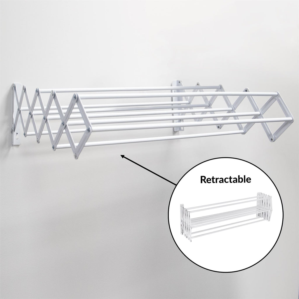 Wall Mounted Extendable Clothes Airer White | Pukkr	