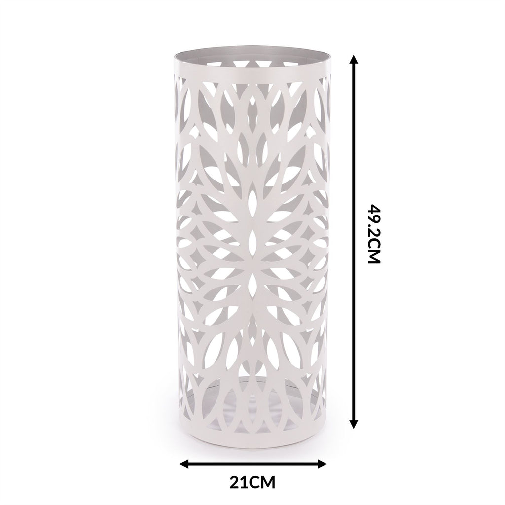 Round Metal Umbrella Stand in White | M&W	