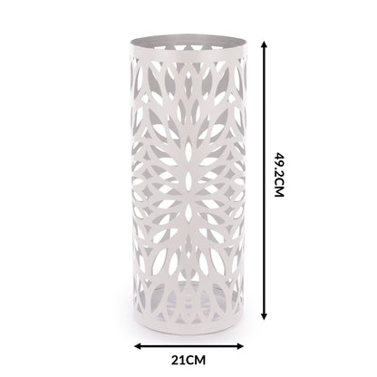 Round Metal Umbrella Stand in White | M&W	