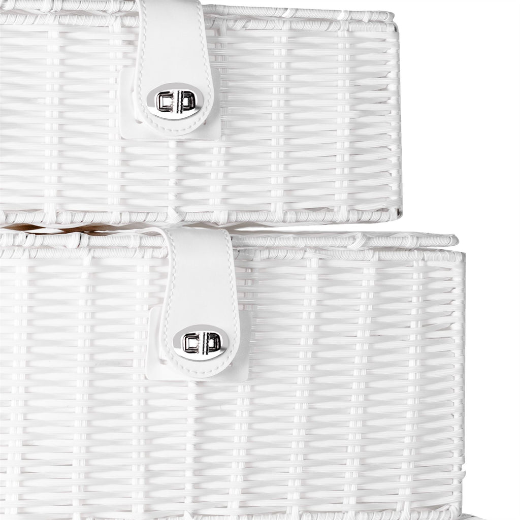 Resin Woven Storage Baskets - Set of 3 White | M&W	
