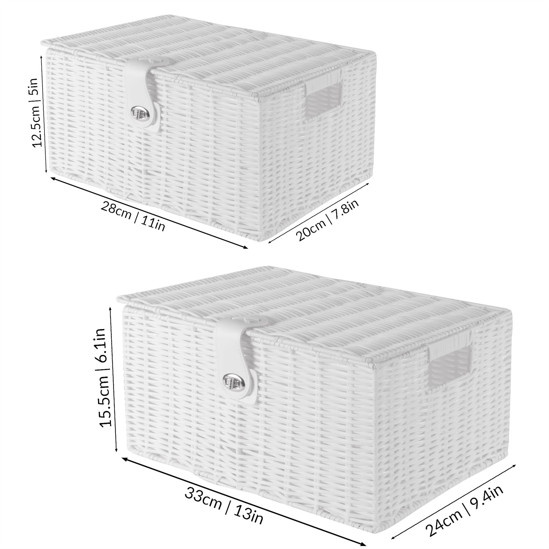Resin Woven Storage Baskets - Set of 3 White | M&W	