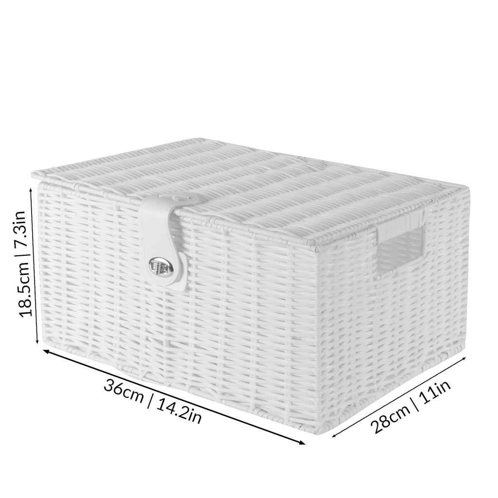 Resin Woven Storage Baskets - Set of 3 White | M&W	