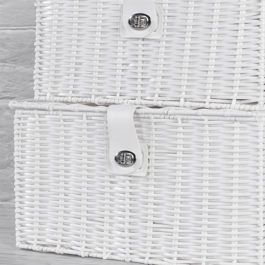 Resin Woven Storage Baskets - Set of 3 White | M&W	