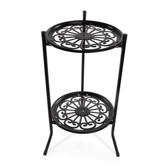 2 Tier Metal Plant Pot Stand Black | Pukkr