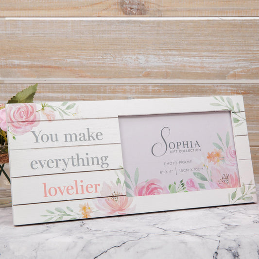 Sophia Wooden Floral Photo Frame - Lovelier - 6" x 4"	
