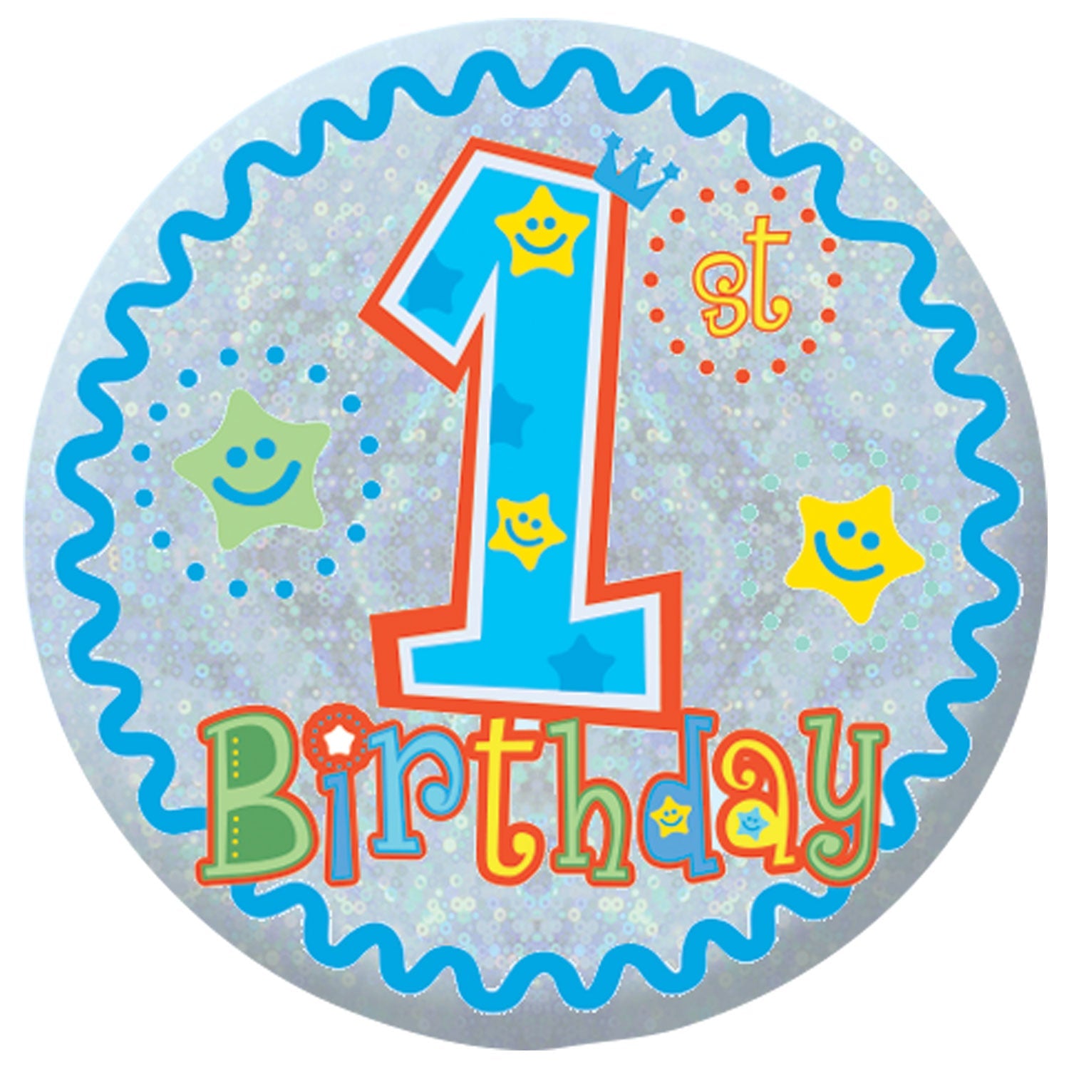 Boy Happy 1st Birthday Badge