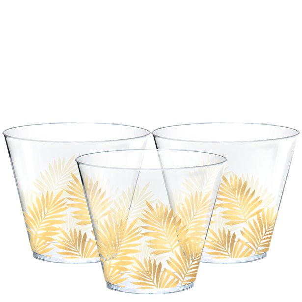 Tropical Leaf Plastic Tumblers - 266ml (30pk)