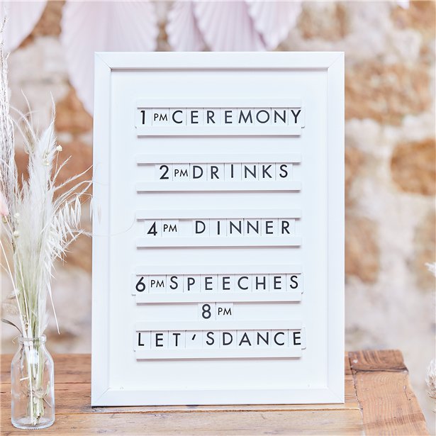 A Touch Of Pampas White Framed Letter Board