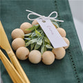 Wooden Bead Place Card Holder with Foliage (6pk)