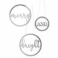Silver Acrylic Merry & Bright Hanging Hoops (3pk)