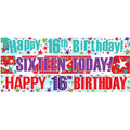 Happy 16th Birthday Paper Banners - 1m (3pk)