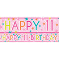 Girls 11th Birthday Paper Banners - 1m (3pk)