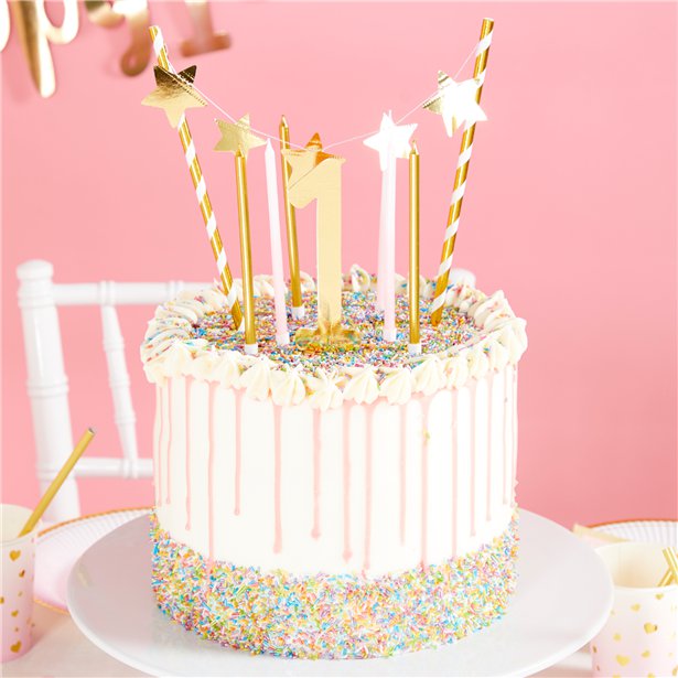 Gold 1st Birthday Cake Topper