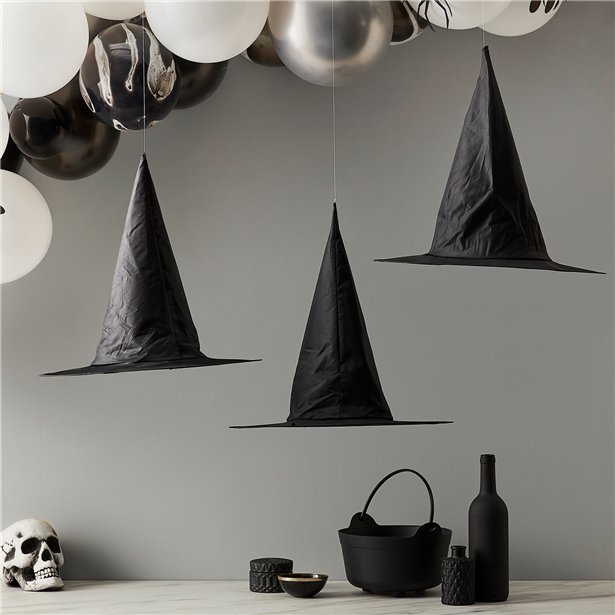 Hanging Black Witches Hats (3pk)