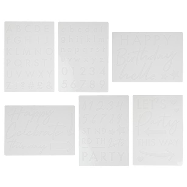 Happy Birthday Number & Letter Stencils (6pk)