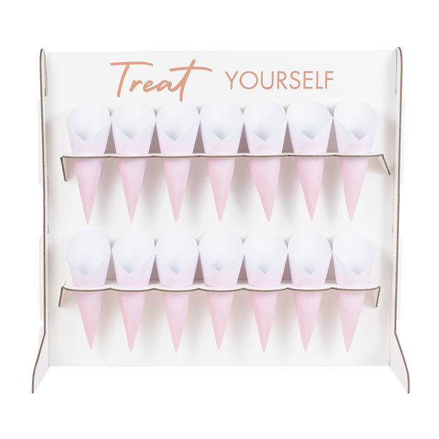 Mix It Up White & Rose Gold Treat Stand & Paper Cones - 44cm x 37cm