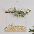 Gold Acrylic Merry Christmas Wreath with Mistletoe