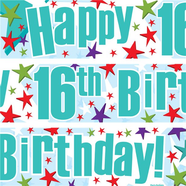 Happy 16th Birthday Paper Banners - 1m (3pk)
