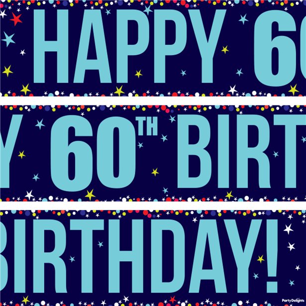 Happy 60th Birthday Paper Banners - 1m (3pk)