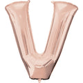 Rose Gold Letter V Air Filled Balloon - 16" Foil