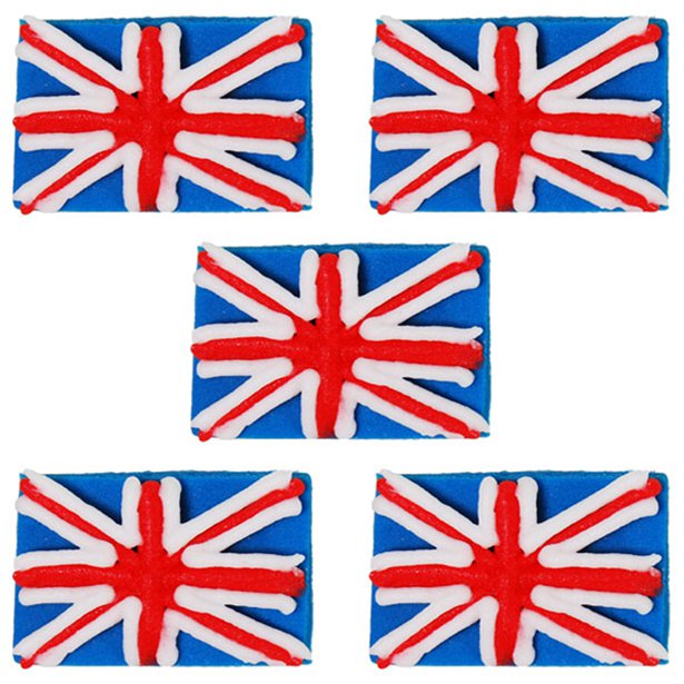 Union Jack Sugar Cake Toppers (5pk)