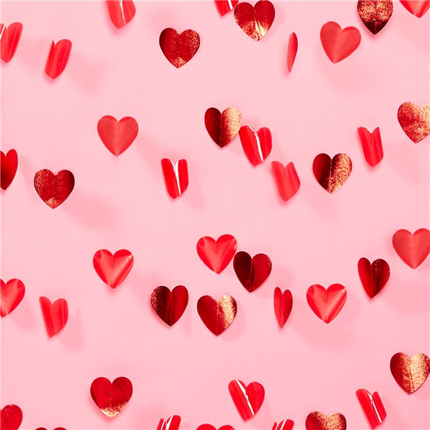 Valentines Red Heart Hanging Strings Decoration - 2.1m (6pk)
