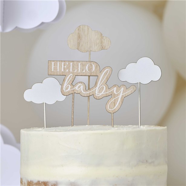 Hello Baby With Clouds Sugar Cake Toppers (7pk)